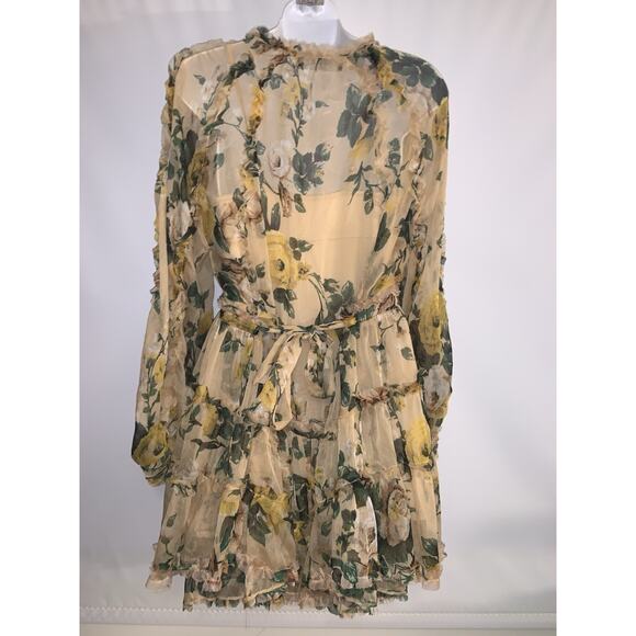 O.P.T Women's Floral Print Romantic Coquette Dress Yellow Size XS - Picture 4 of 9